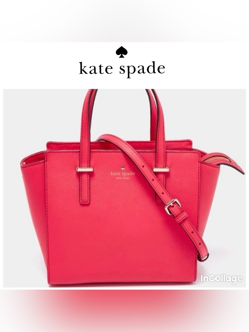 Kate Spade Cedar Street Hayden Coral Pink Leather  Satchel with Strap